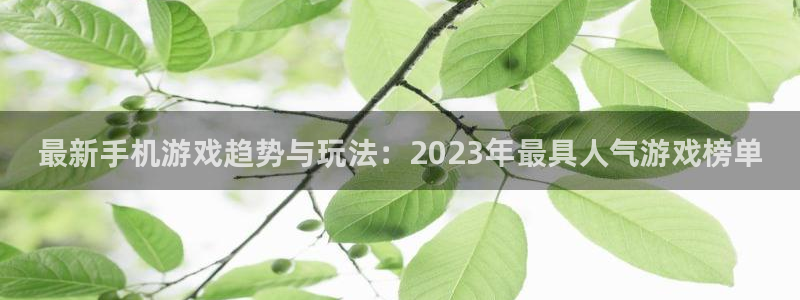 蓝冠娱乐平台官网登录：最新手机游戏趋势与玩法：2023年最具